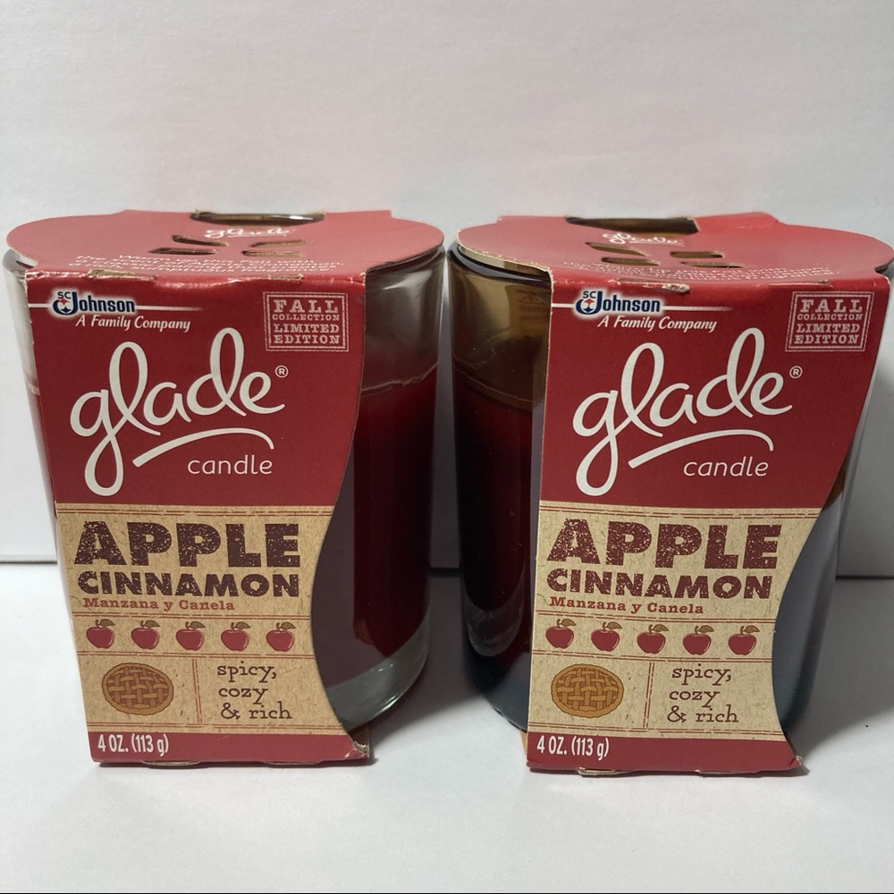 Glade Apple Cinnamon Glass Jar Candle Fall Limited Edition
